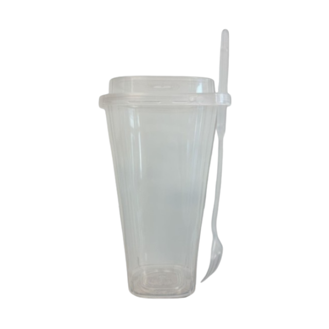 (方形塑料冷飲杯組)
Hard PP Square Cold Cup Sets with Lid and Stirring Fork