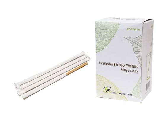 木製咖啡攪拌棒 Wooden Stir Sticks Wrapped and Unwrapped