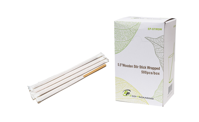 木製咖啡攪拌棒 Wooden Stir Sticks Wrapped and Unwrapped