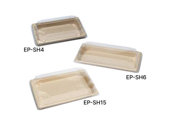 甘蔗纖維壽司盒+蓋 Sugarcane Fibre Sushi Tray and Lid