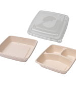 32oz 甘蔗纖維方形盒 square sugarcane fibre tray with/without compartment and lid