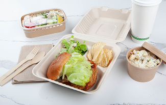 Clamshell container, soup cup, bamboo cutlery 掀蓋餐盒 紙碗 餐具